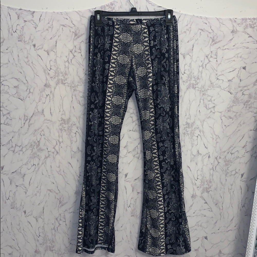 Pattern Navy Blue Flare Pants